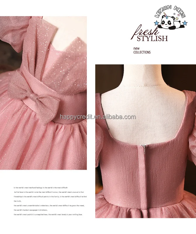 LEZONKIDS - Vestido de Princesa para Meninas com Manga Bufante Organza Personalizável, Tule, Festa, Flor, Verão